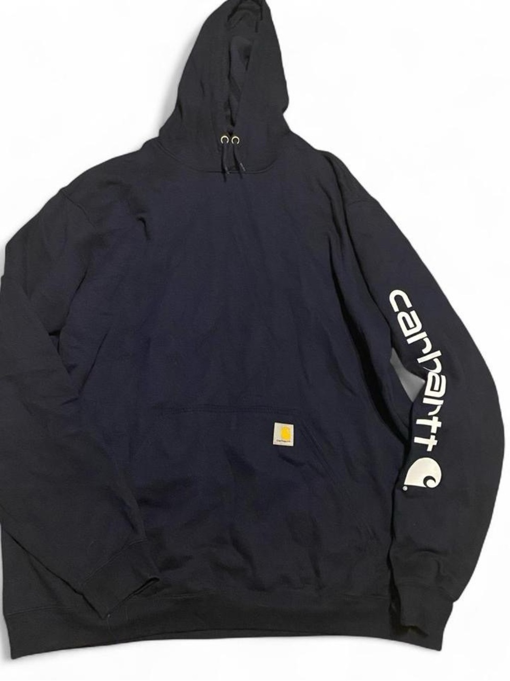 Carhartt Black Hooded Sweatshirt with White Sleeve Logo